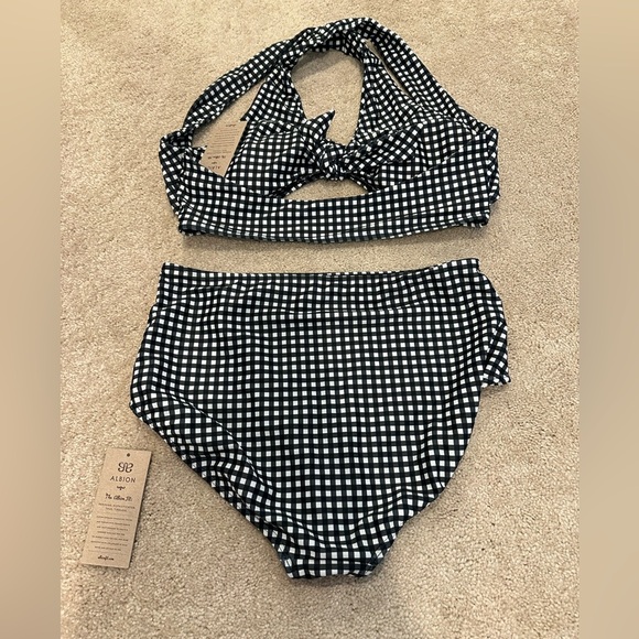Albion Fit Black Check bikini swimsuit size Medium NWT - Picture 3 of 5